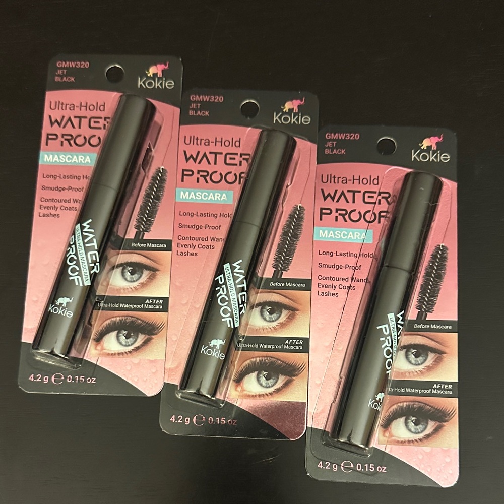 Kokie Ultra-Hold Waterproof Mascara set of 3 Jet Black